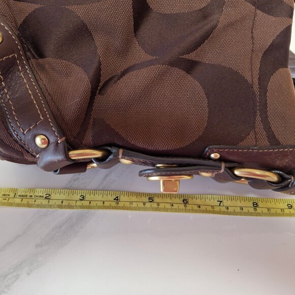 Coach Signature Carly Chocolate Brown Medium Shoulder Bag Purse with Dust Bag - Picture 8 of 12